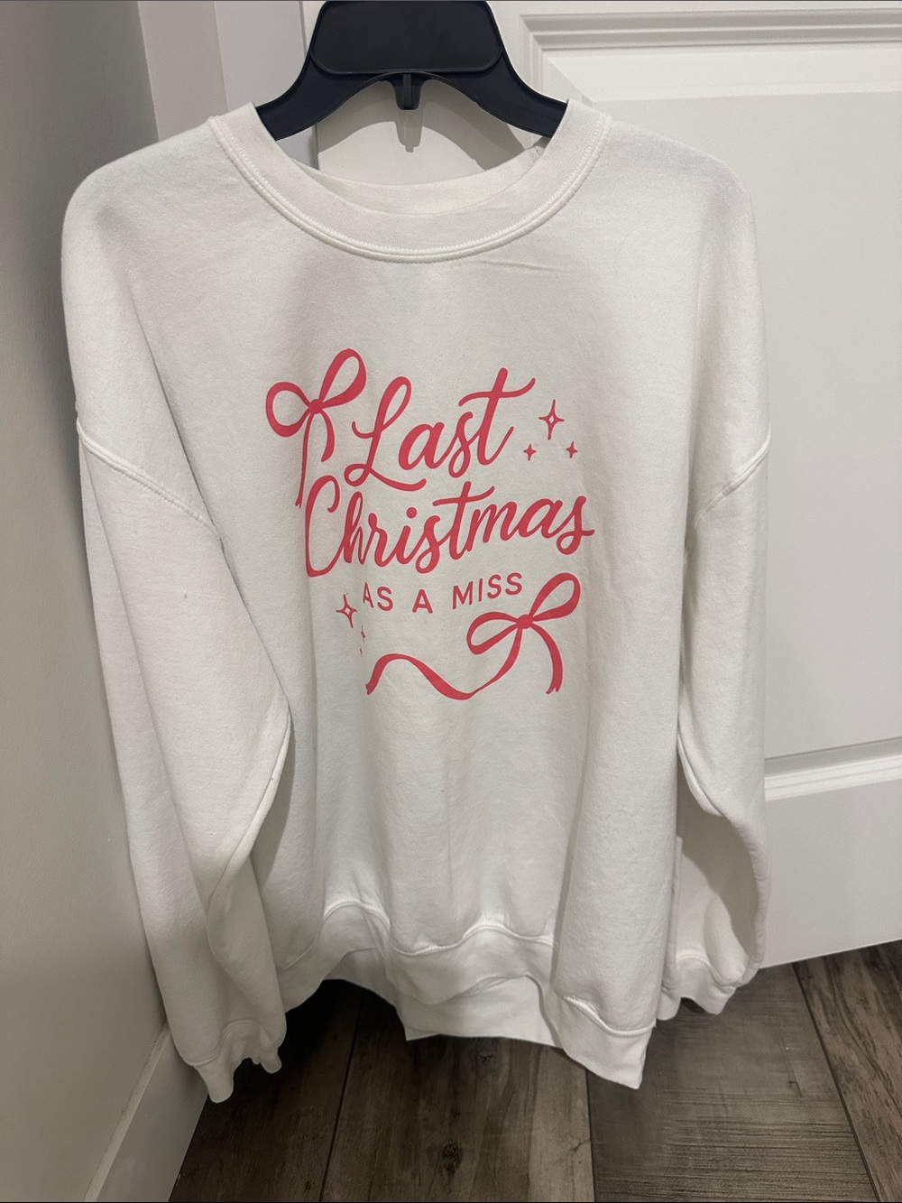 White 'Last Christmas' Graphic Sweatshirt - Pink Script